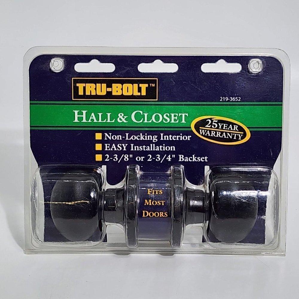 Tru-bolt Hall Closet Non-Locking Interior Door Knob 2 2-3/8 Or 2-3/4 Backset